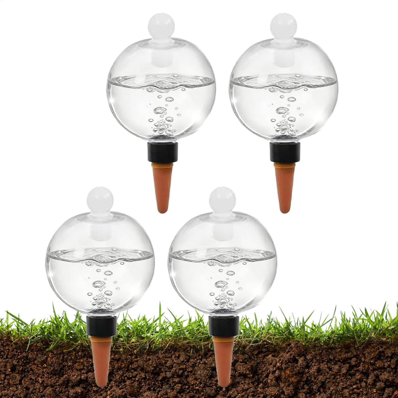 Succulent Set - 植物散水用ボール 4個入り 500ml 透明自動給水グローブ 蓋付き鉢植え多肉植物用点滴灌漑装置 休暇用