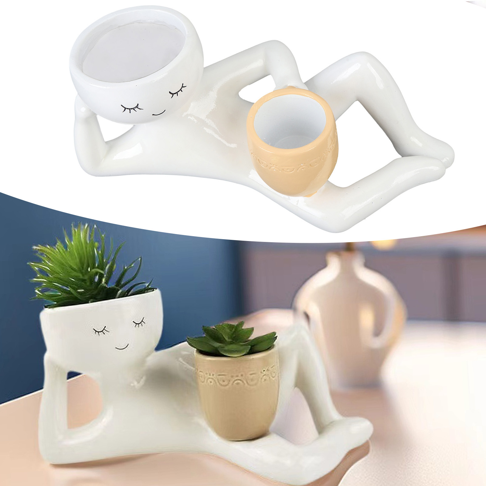 Succulent Set - 多肉植物鉢クリエイティブ通気性合成樹脂植木鉢デスクトップオーナメント装飾用