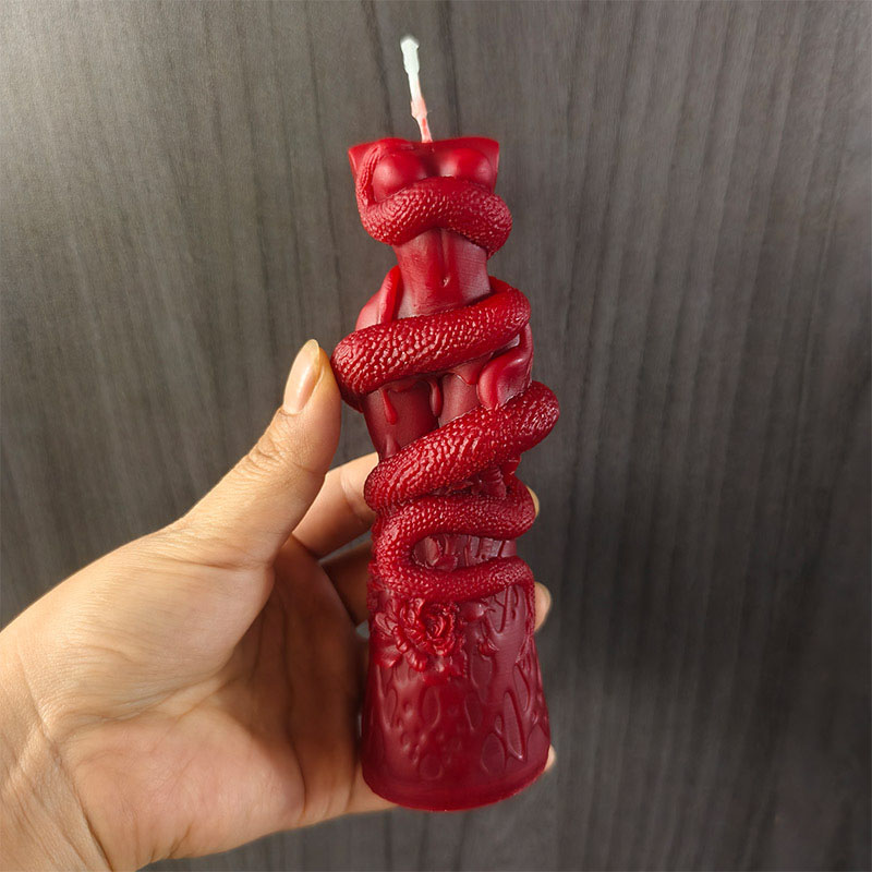 Snake Plant - DIY女性ボディスネークシリコンキャンドルモールド、邪悪な蛇の花、女性ボディ彫刻ソープ石膏樹脂モールド、ホームデコレーション