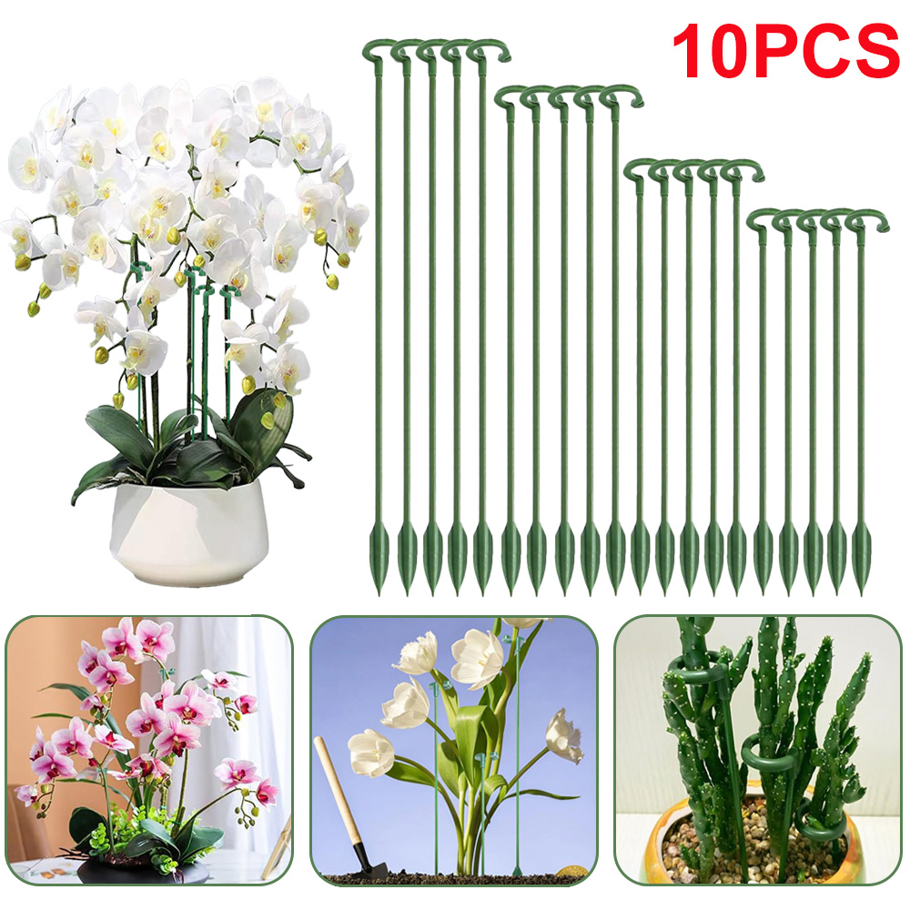 Plant Support Stake - 5/10個入り 植物支柱 鉢植えの花固定ホルダー 蘭 多肉植物 野菜