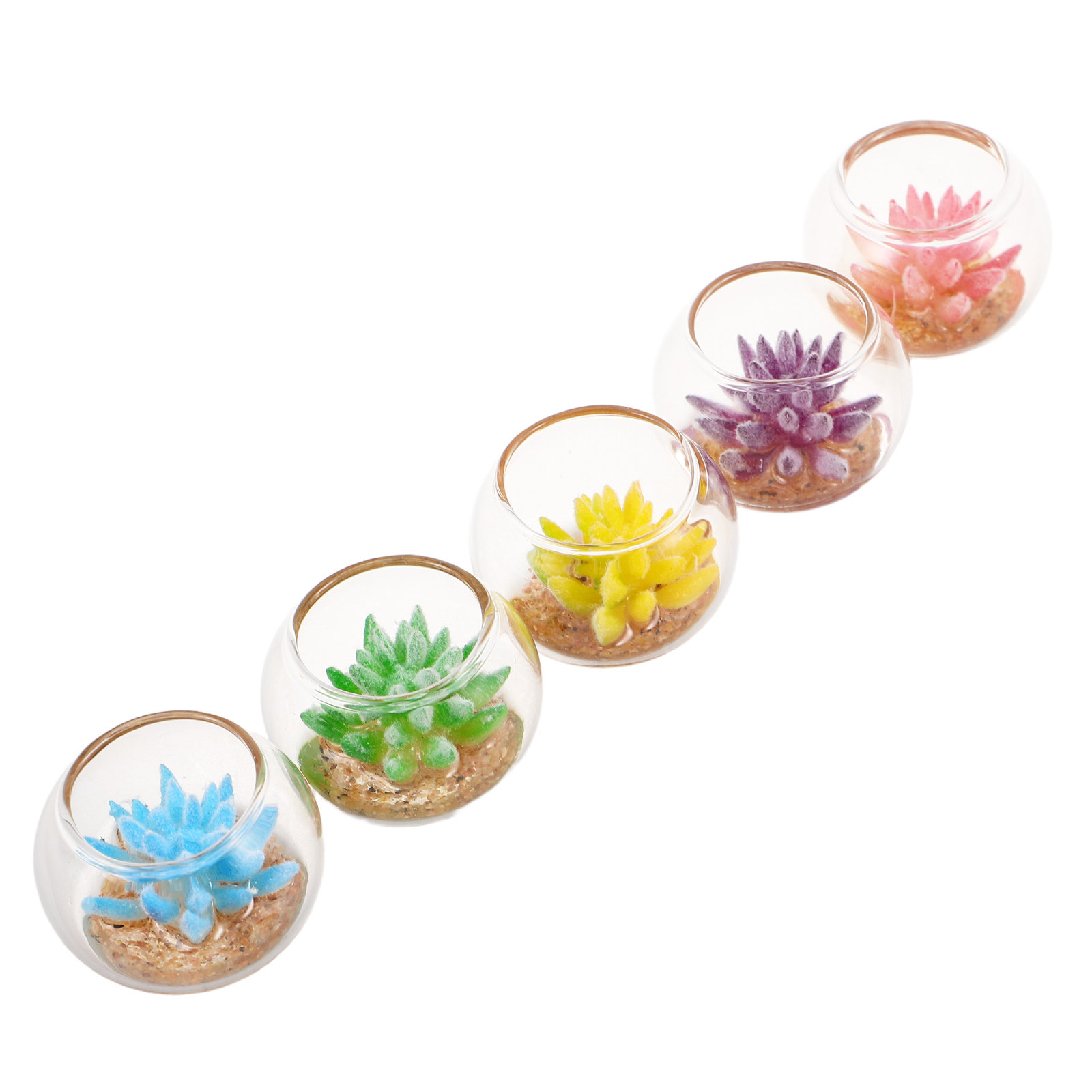 ミニチュアガラス製プランター5個入り。ドールハウス、机、本棚 - Plant Pot のレビューと価格