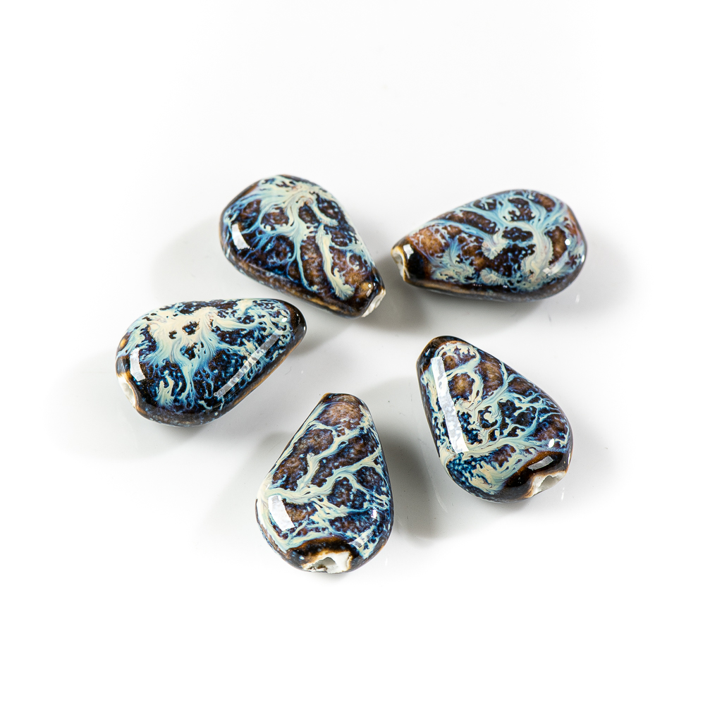 28 #5個レトロ色の水ドロップセラミック特殊な形のビーズ工 - Snake Plant Ceramic のレビューと価格