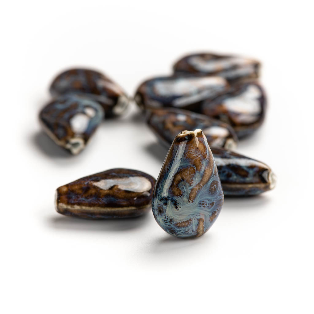 28 #5個レトロ色の水ドロップセラミック特殊な形のビーズ工 - Snake Plant Ceramic のレビューと価格