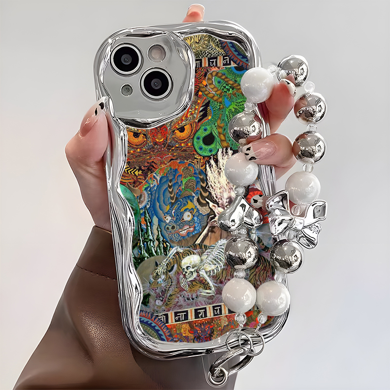 2D不規則メッキモンスターパターンのブレスレット付き携帯電話 - Monstera のレビューと価格