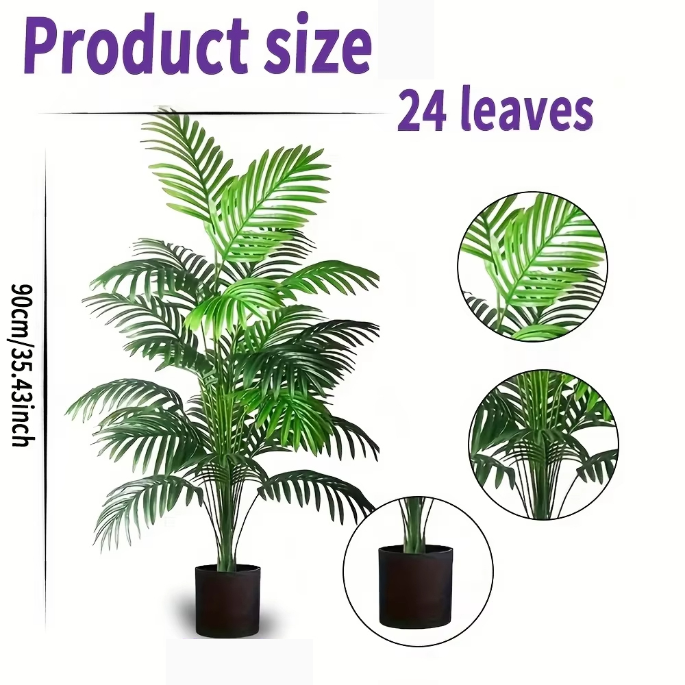 24枚の葉を持つアレカヤシの人工観葉植物、鉢植えのプラスチッ - Snake Plant のレビューと価格