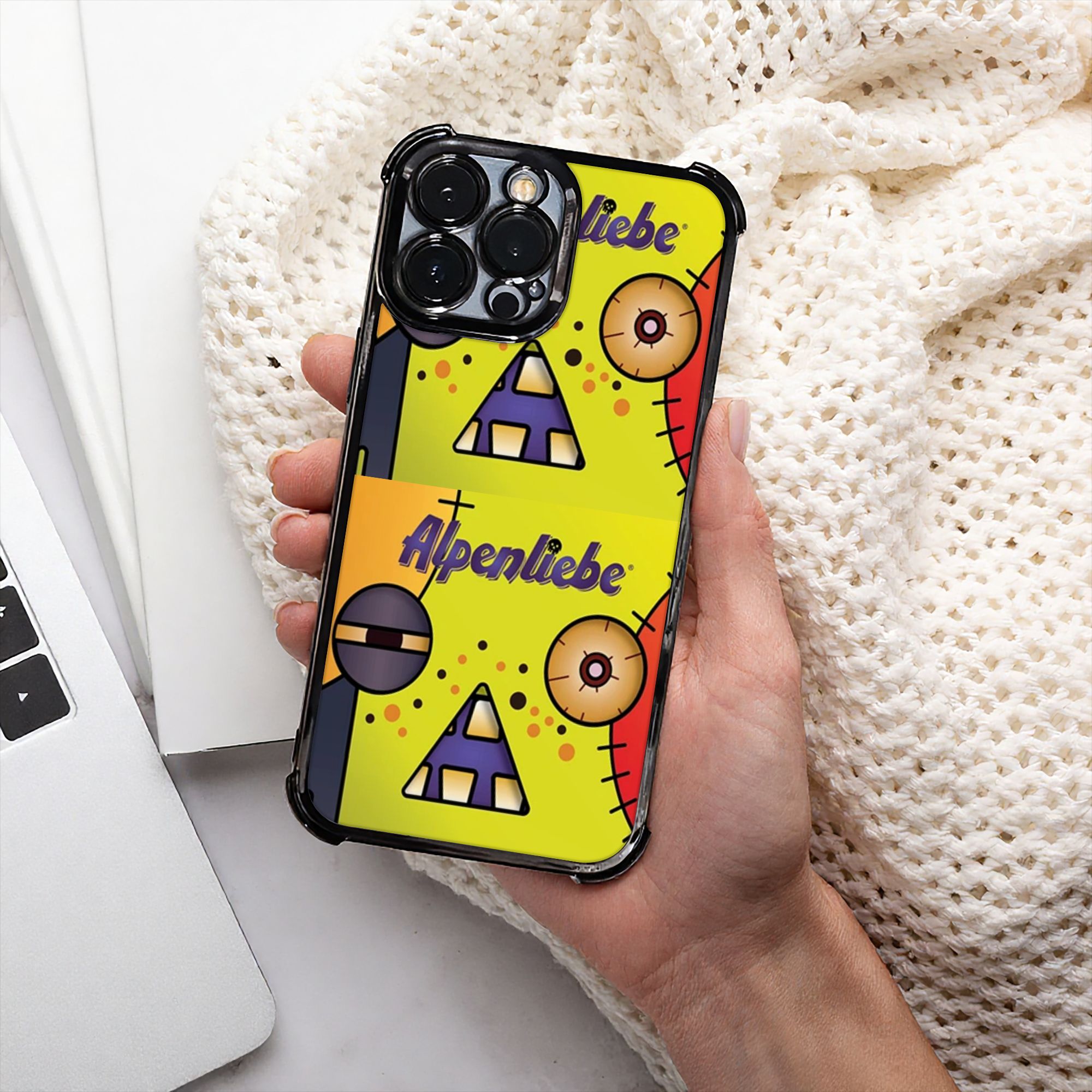 漫画モンスターフェイスパッチワークハロウィン電話ケース A- - Monstera のレビューと価格