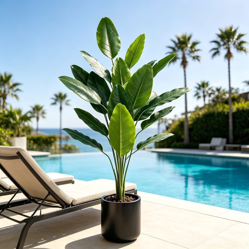 1個 105cm巨大人工バナナの木 15枚の葉 屋外人工緑化 - Fiddle Leaf Fig のレビューと価格