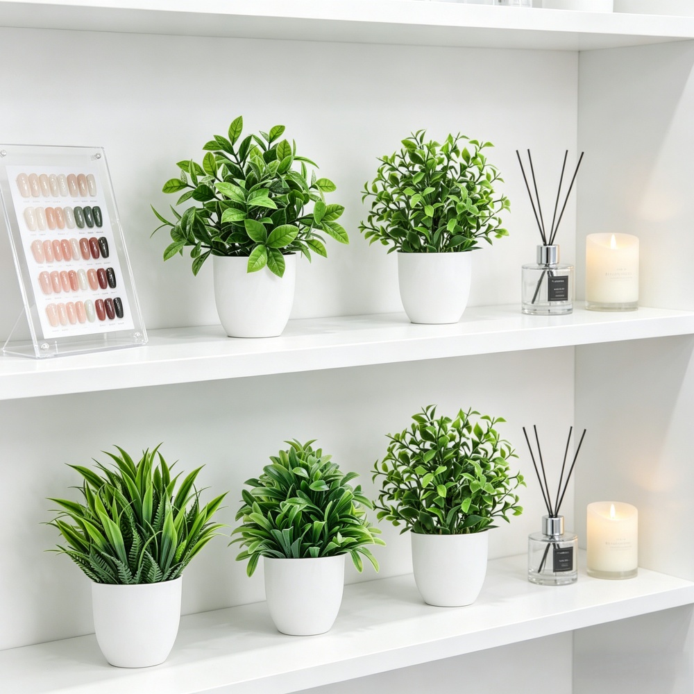4個セット ミニ人工植物 鉢植え 室内/屋外装飾 グリーン盆 - Succulent Set のレビューと価格