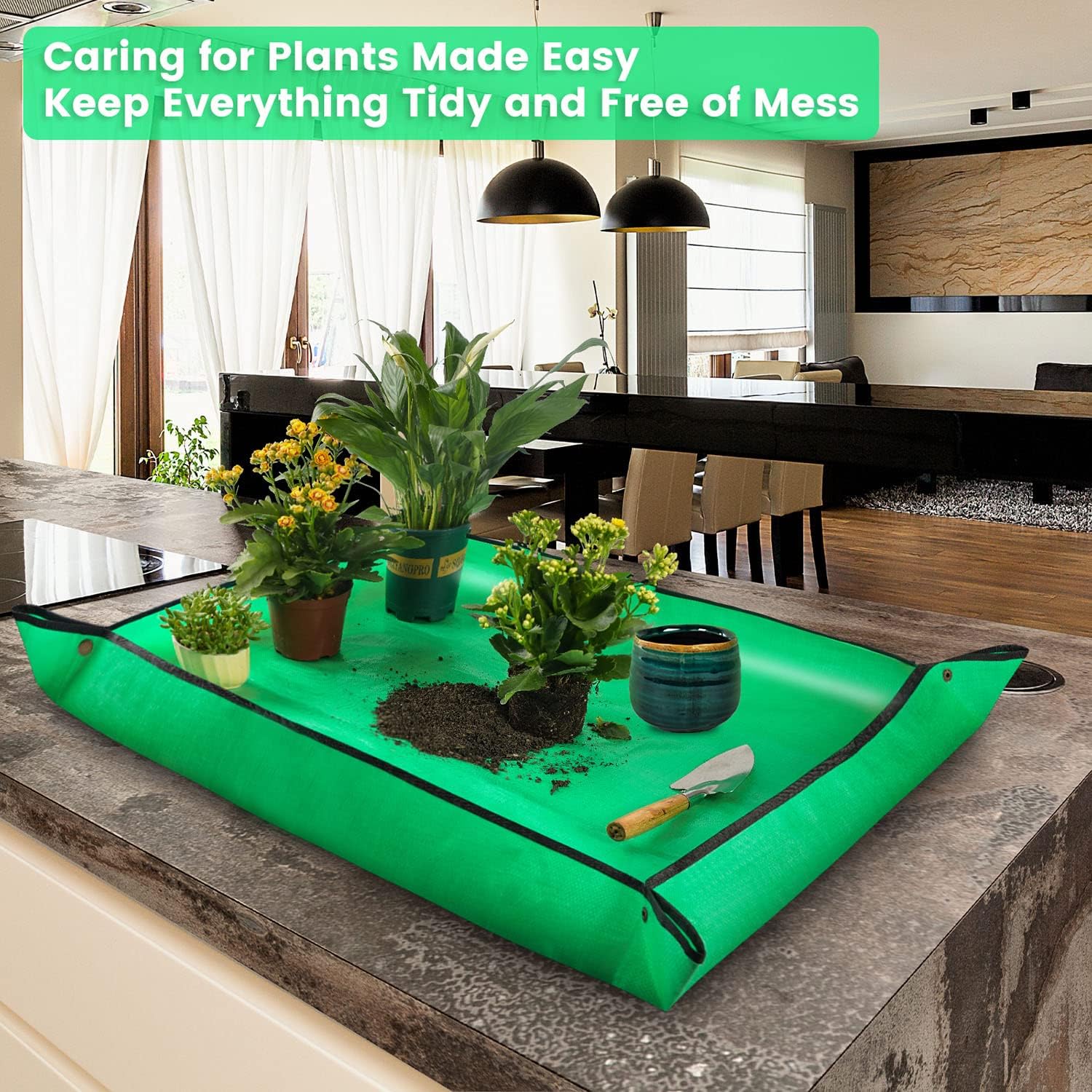 植栽マット スクエアガーデンパッド 防水 花鉢の植え替え用  - Repotting Mat のレビューと価格